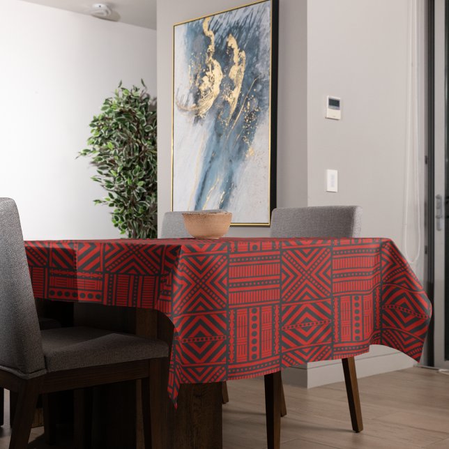 Toalha De Mesa Arte com Padrão Tribal Vermelho (table cloth)