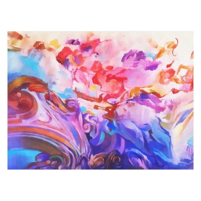 Toalha De Mesa Arte de Brushstrokes Colorida Abstrato de Aquarela (Frente (Horizontal))