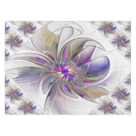 Toalha De Mesa Arte de Floral Fractal Abstrata Colorida e Energét
