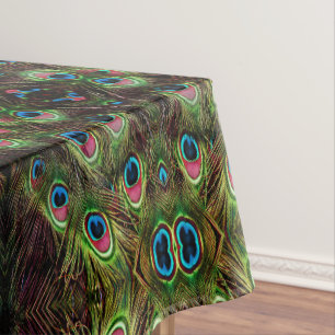 Toalha De Mesa arte deco tee green turquoise paciock feather