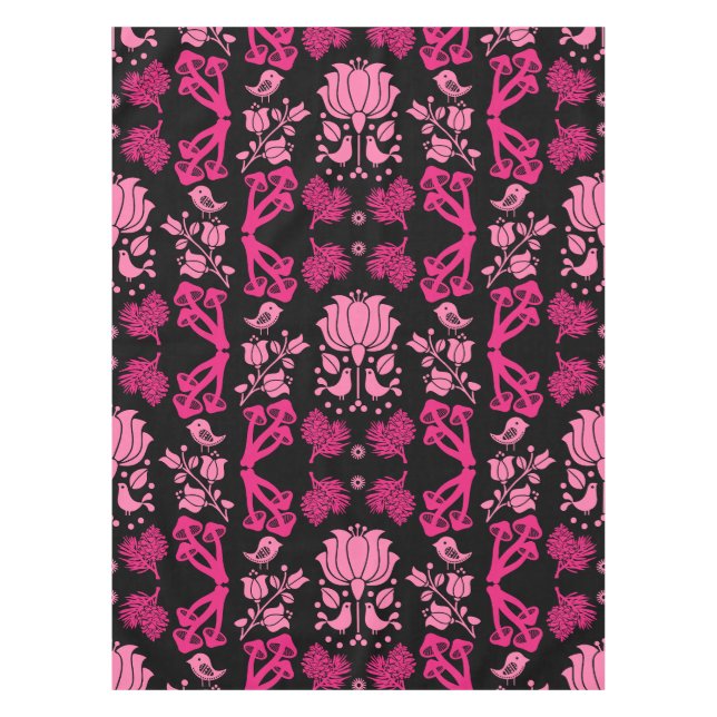 Toalha De Mesa Arte Folclórica de Cogumelos Florestais Nórdicos (Frente)