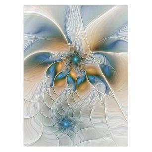 Toalha De Mesa Arte Fractal, Abstrato Fantasia, Com Azul