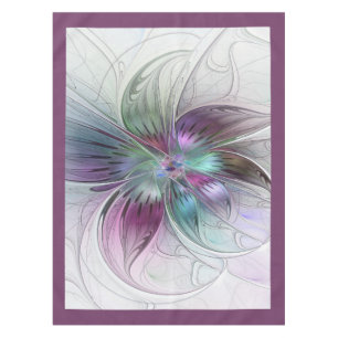 Toalha De Mesa Arte Fractal Floral Moderno Abstrato Colorido
