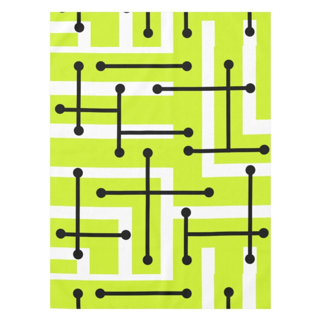 Toalha De Mesa Arte Geométrica Maze Chartreuse (Frente)