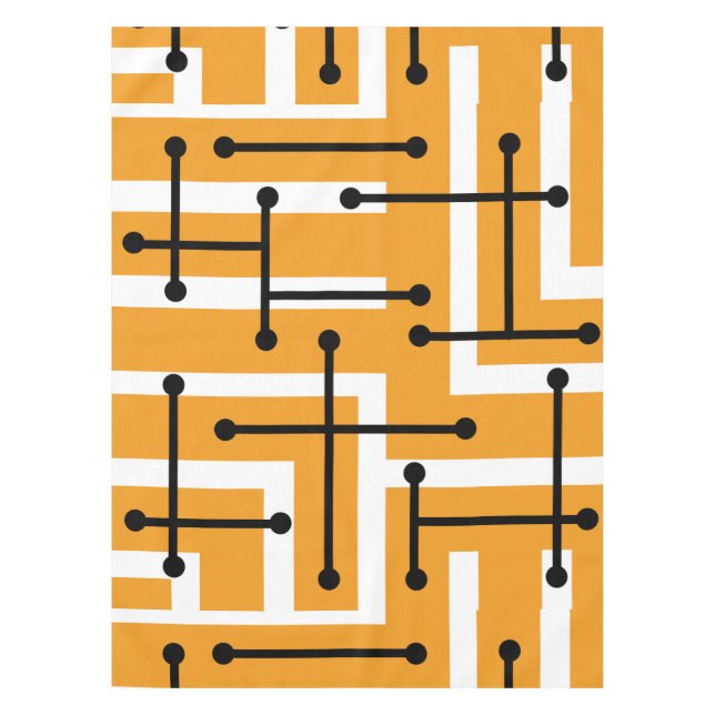 Toalha De Mesa Arte Geométrica Maze Orange (Frente)