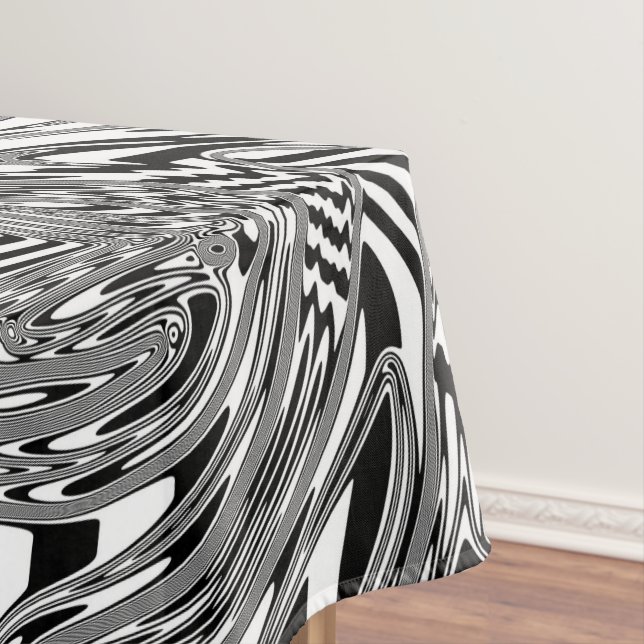 Toalha De Mesa Arte Geométrica Preto e Branco 12 (Posição Original)
