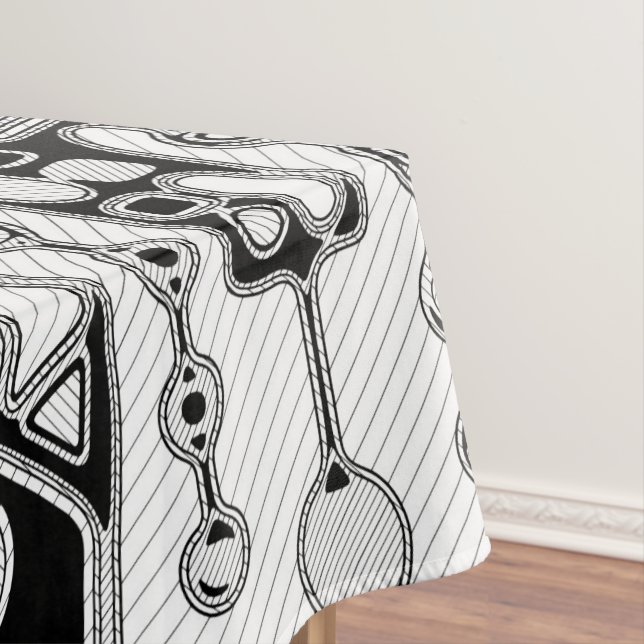 Toalha De Mesa Arte Geométrica Preto e Branco 4 (Posição Original)