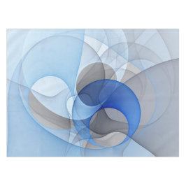 Toalha De Mesa Arte Gráfica Fractal Azul Cinza Abstrata Moderna