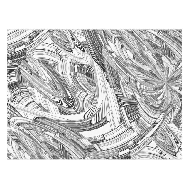 Toalha De Mesa Arte Negra e Branca Moderna Contemporânea (Frente (Horizontal))