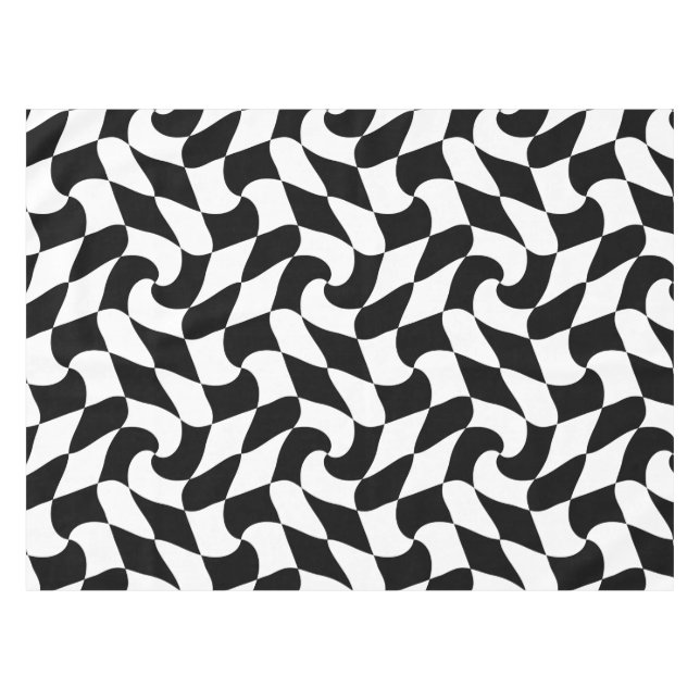 Toalha De Mesa arte óptica a preto e branco (Frente (Horizontal))