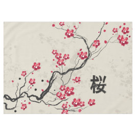 Toalha De Mesa Arte oriental da flor de cerejeira de Sakura do