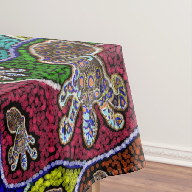 Toalha De Mesa Arte Ponto de Octopus Anel Azul (Posição Original)