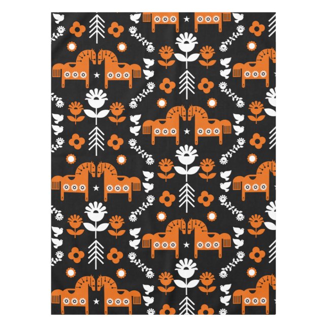 Toalha De Mesa Arte popular sobre cavalos escandinavos (Frente)