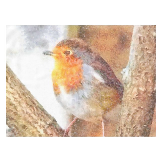 Toalha De Mesa Artístico Robin Redbreast Perch (Frente (Horizontal))
