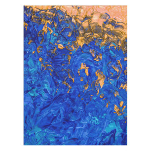Toalha De Mesa Artsy Cobalt Blue Ouro Yellow Acrylic Painting
