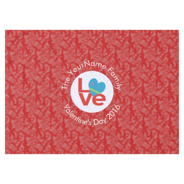 Toalha De Mesa Aruban Flag Heart Red Love (Frente (Horizontal))