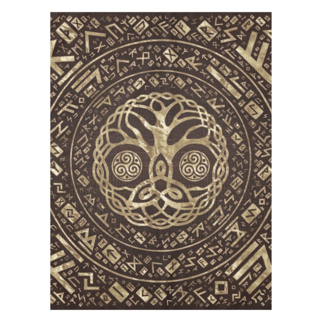 Toalha De Mesa Árvore da vida - Yggdrasil com Trinity Knot (Frente)