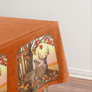 Toalha De Mesa Árvore de Mapeamento de Veado Branco, Autumn Orang