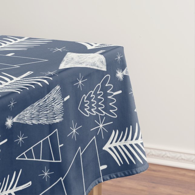 Toalha De Mesa Árvore de Natal - Árvore Evergreen - Azul-Pinheira (Posição Original)