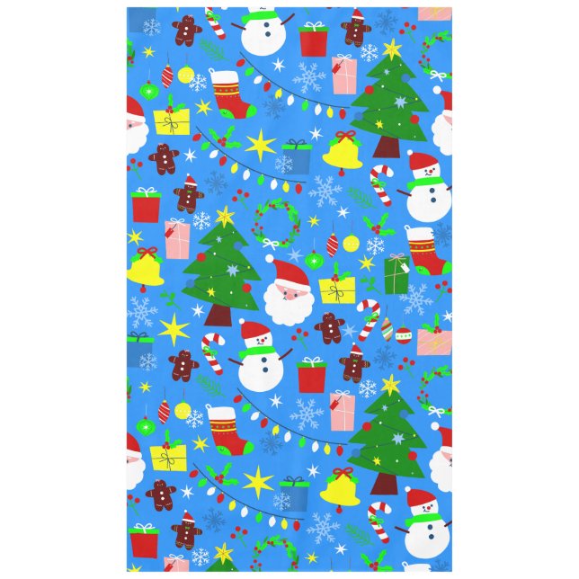 Toalha De Mesa árvore de natal azul santa claus (Frente)