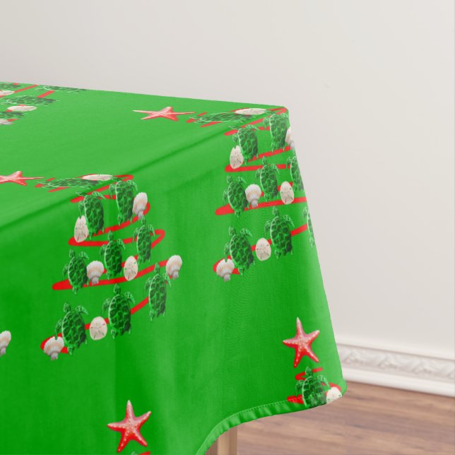 Toalha De Mesa Árvore de Natal de Tartarugas do Mar Verde (Posição Original)
