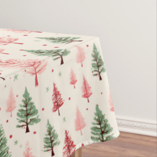 Toalha De Mesa Árvore de Natal Rosa Vintage