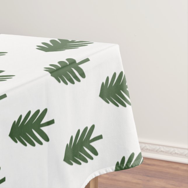 Toalha De Mesa Árvore de Natal Verde e Branco Simples (Posição Original)