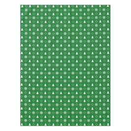 Toalha De Mesa Árvores de Natal com Flocos de Neve Verde Clássico
