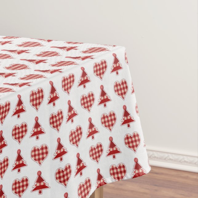 Toalha De Mesa Árvores de Natal e Corações do artesanato (Posição Original)