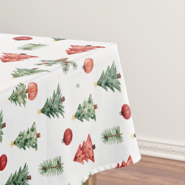 Toalha De Mesa Árvores de Natal e Enfeites (Posição Original)