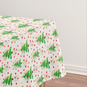 Toalha De Mesa Árvores de Natal e Flocos de Neve Dourados