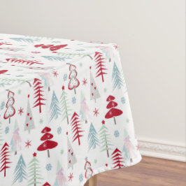 Toalha De Mesa Árvores de Natal multicoloridas em branco