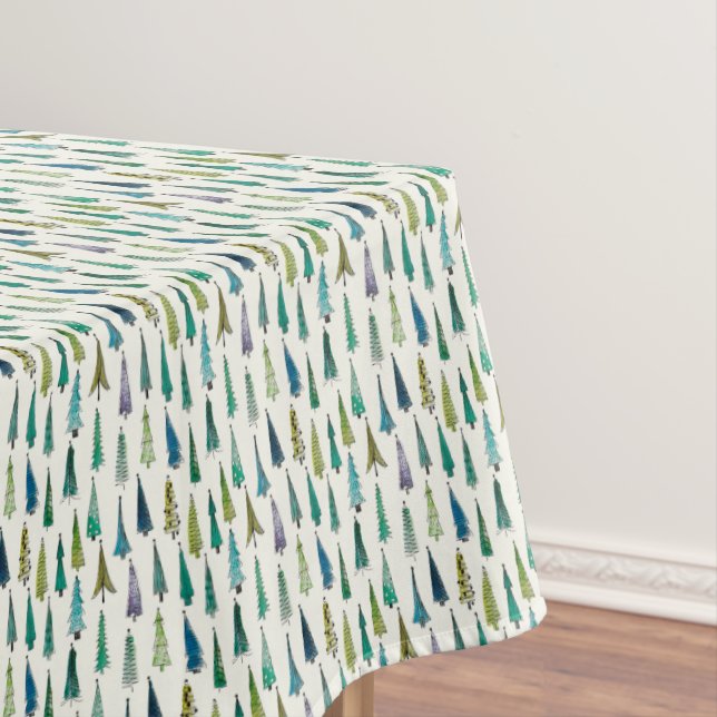 Toalha De Mesa Árvores de Natal pintadas à mão (Posição Original)