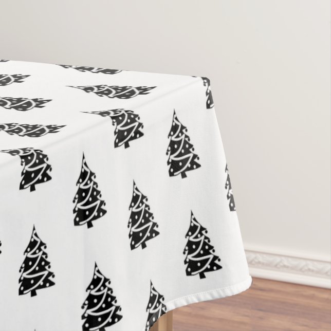 Toalha de mesa Árvores de Natal Preto e Branco (Posição Original)