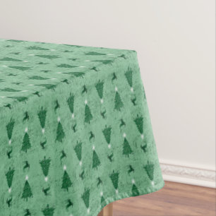 Toalha De Mesa Árvores de Natal Verdes Tradicionais & Reindeer
