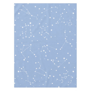 Toalha De Mesa Astrologia Azul Pastel Estrelas Constelação Branco