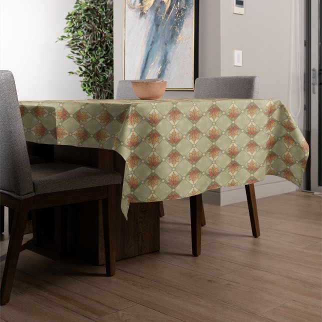 Toalha De Mesa Autumn Leaves com Padrão de Diamante de Estrelas (Autumn Leaves with Stars Diamond Pattern Tablecloth)
