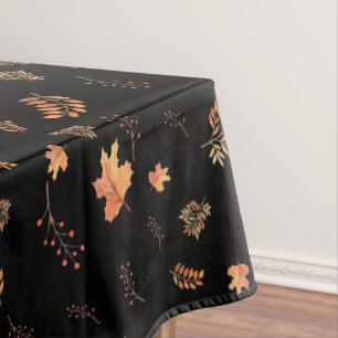 Toalha De Mesa Autumn Watercolor Deixa Berries Pretos