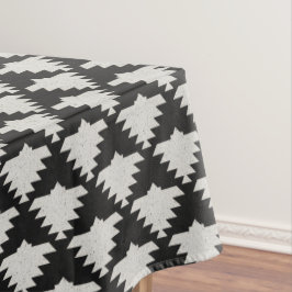 Toalha De Mesa Ave Tribal Geométrica Vintage | Boho Preto e Marfi