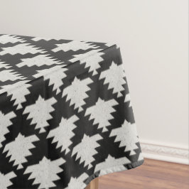 Toalha De Mesa Ave Tribal Geométrica Vintage | Boho Preto e Marfi
