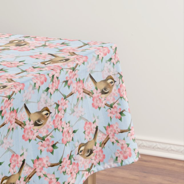 Toalha De Mesa Aves e flores. padrão de primavera (Posição Original)