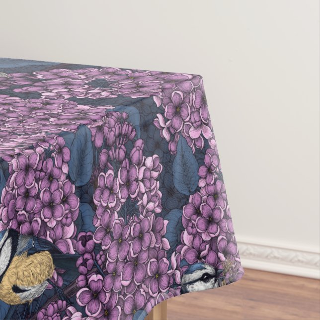 Toalha De Mesa Aves no jardim lilás violeta (Posição Original)