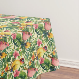 Toalha De Mesa Aves Tropicais e Borboletas Tablecloth