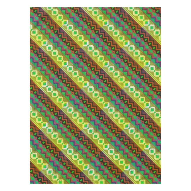 Toalha De Mesa Aztec Estilo Verde Marrom (Frente)