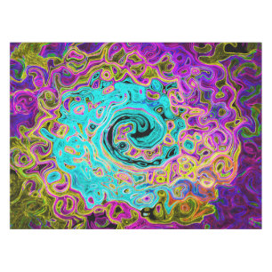 Toalha De Mesa Azul Aqua Gelado Groovy Abstrato Retro Líquido Red