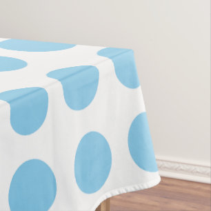 Toalha De Mesa Azul-bebê em Bolinhas horizontais grandes brancas