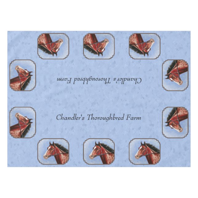 Toalha De Mesa Azul-cavalo puro-sangue-cavalo (Frente (Horizontal))
