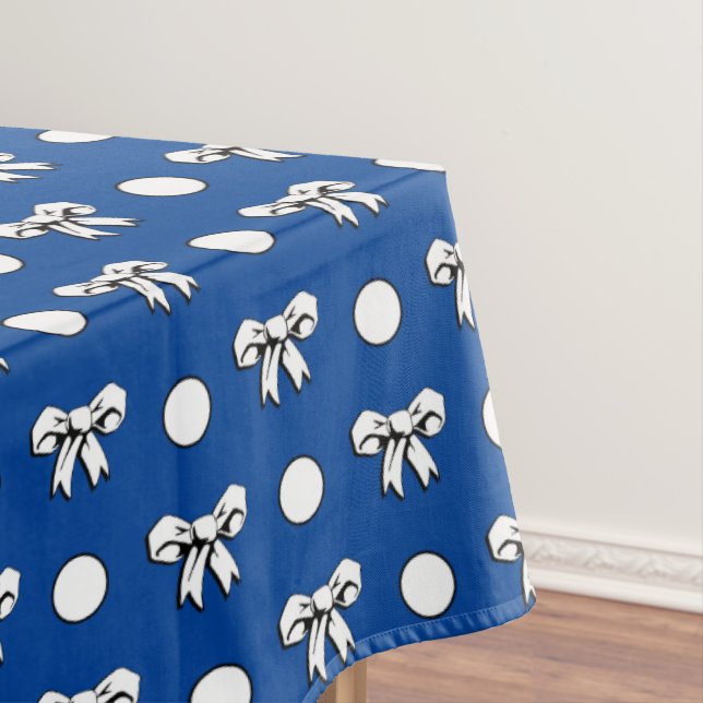 Toalha De Mesa Azul Celeste com Laços de Desenho Animado de Bolin (Posição Original)