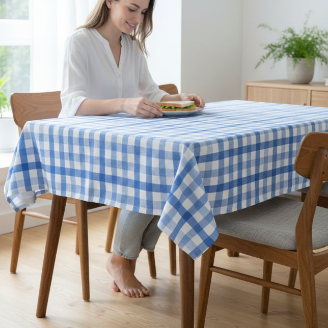 Toalha de Mesa Azul Céu e Branco com Padrão para C (Sky Blue and White Pattern Tablecloth Dining Set)