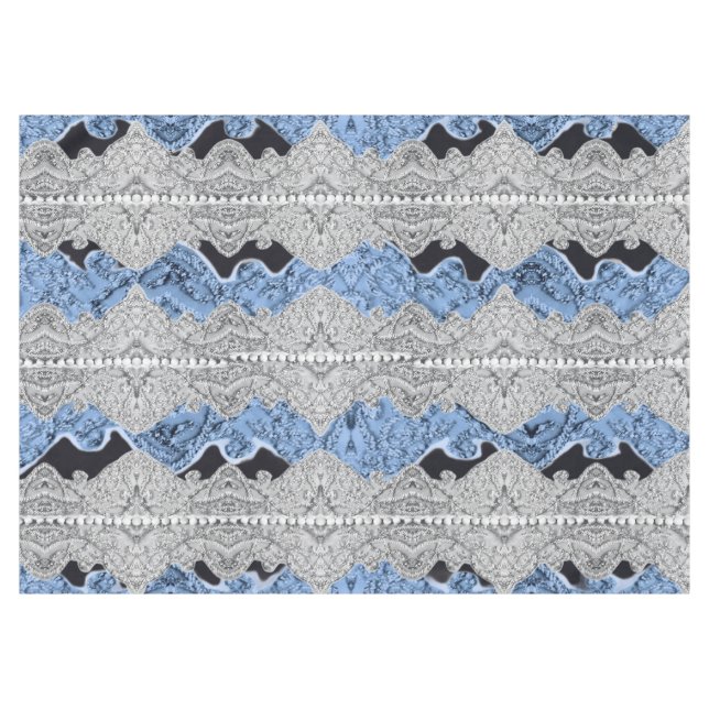 Toalha De Mesa Azul Cinza Bonito  (Frente (Horizontal))